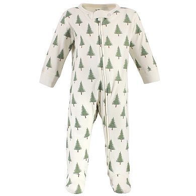 Touched by Nature Baby Organic Cotton Zipper Sleep and Play 3pk, Tree Plaid