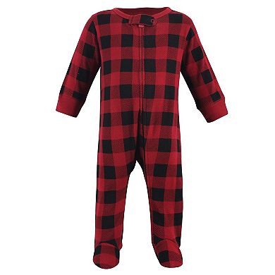 Touched by Nature Baby Organic Cotton Zipper Sleep and Play 3pk, Tree Plaid