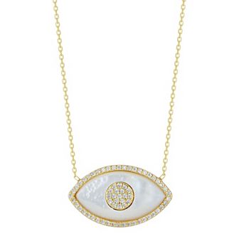 Sunkissed Sterling Mother-of-Pearl Cubic Zirconia Evil Eye Necklace