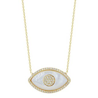 Sunkissed Sterling Mother-of-Pearl Cubic Zirconia Evil Eye Necklace