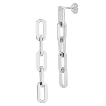 Sunkissed Sterling Sterling Silver Paperclip Chain Drop Earrings