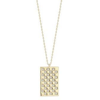Sunkissed Sterling Cubic Zirconia Checkered Tag Necklace