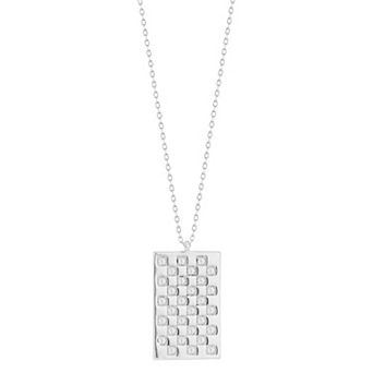 Sunkissed Sterling Cubic Zirconia Checkered Tag Necklace