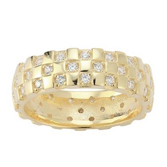 Sunkissed Sterling Cubic Zirconia Checkered Band Ring