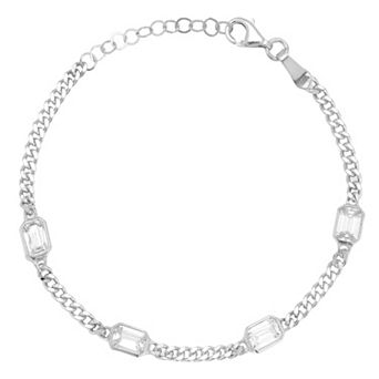 Sunkissed Sterling Cubic Zirconia Curb Chain Bracelet