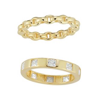 Sunkissed Sterling Cubic Zirconia Ring Duo Set