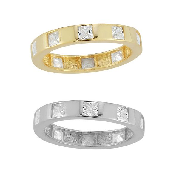 Sterling Silver Cubic Zirconia Sparkle Twin Set Ring main image 1