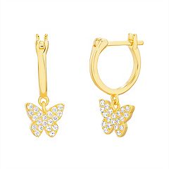 Girls' Dainty Cz Butterfly Screw Back 14k Gold Earrings - In Season Jewelry  : Target