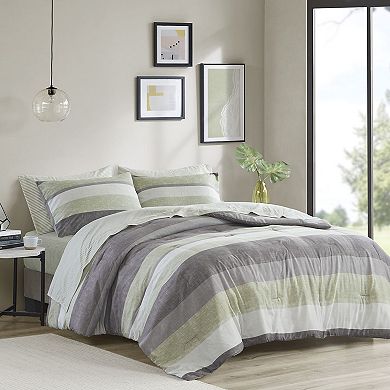 Madison Park Essentials Deacon Modern Stripe Comforter Set with Sheets