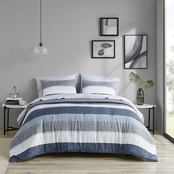 Madison Park Essentials Deacon Modern Stripe Comforter Set with Bed Sheets