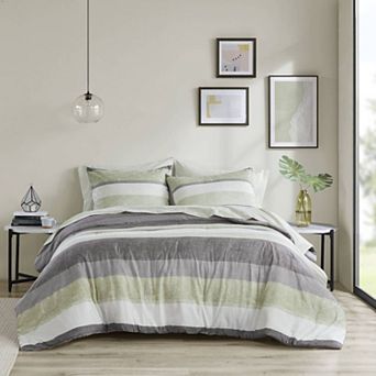 Madison Park Essentials Deacon Modern Stripe Comforter Set with Bed Sheets