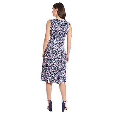 Women's London Times Inset Waist Print Midi Dress