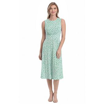 Women's London Times Inset Waist Print Midi Dress