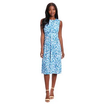 Women's London Times Inset Waist Print Midi Dress