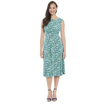 Women's London Times Inset Waist Print Midi Dress