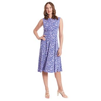 Women's London Times Inset Waist Print Midi Dress