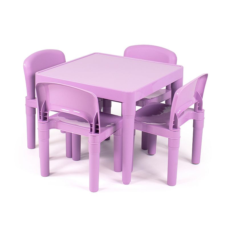 5pc Kids' Lightweight Plastic Table and Chair Set Purple - Humble Crew