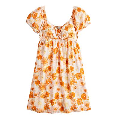 Juniors' Almost Famous Peasant Sleeve Babydoll Dress