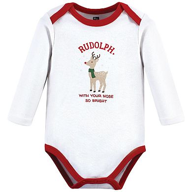 Hudson Baby Unisex Baby Cotton Long-Sleeve Bodysuits, Rudolph Reindeer