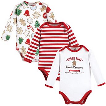 Touched by Nature Unisex Baby Organic Cotton Long-Sleeve Bodysuits, Christmas Cookies