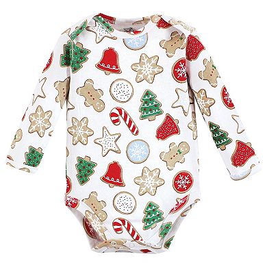 Touched by Nature Unisex Baby Organic Cotton Long-Sleeve Bodysuits, Christmas Cookies