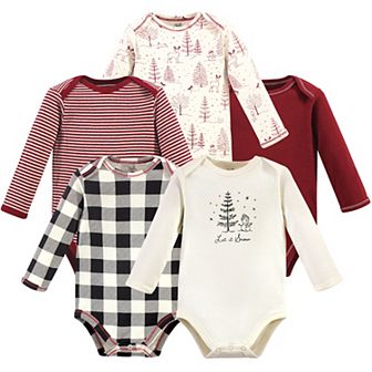 Touched by Nature Organic Cotton Long-Sleeve Bodysuits 5 pk Winter Woodland
