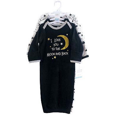 Hudson Baby Infant Cotton Long-Sleeve Gowns 4pk