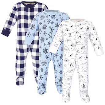 Touched by Nature Baby Organic Cotton Zipper Sleep and Play 3 pk Arctic