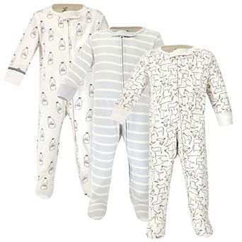 Touched by Nature Baby Organic Cotton Zipper Sleep and Play 3 pk Farm Friends
