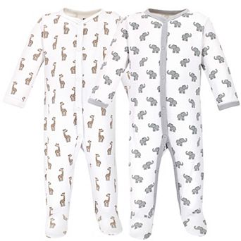 Hudson Baby Baby Cotton Snap Sleep and Play 2 pk Elephant Giraffe