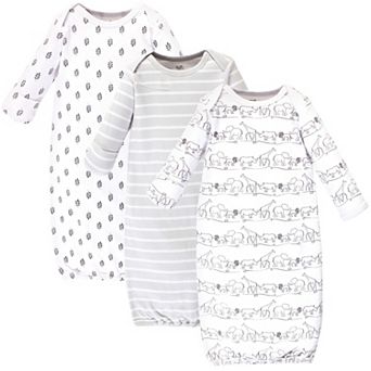 Touched by Nature Baby Organic Cotton Long-Sleeve Gowns 3 pk Safari
