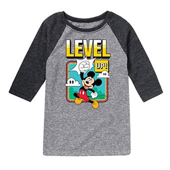 Disney's Mickey Mouse Boys 8-20 Level Up Game Raglan Graphic Tee