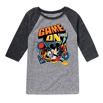 Disney's Mickey Mouse Boys 8-20 Game On Raglan Graphic Tee