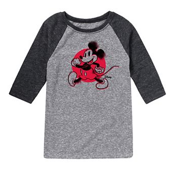 Disney's Mickey Mouse Boys 8-20 Retro Glitch Raglan Graphic Tee