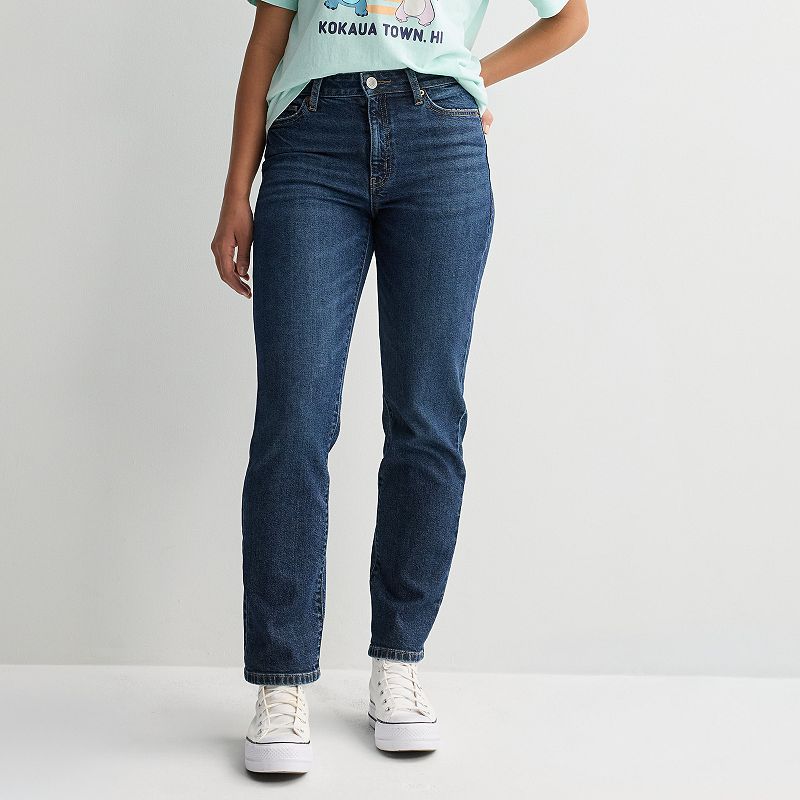 Juniors' SO® High-Rise '90s Straight Jeans, Kids Unisex, Size: 9 Short, Clean Dark