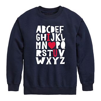 Boys 8-20 "I Love You" Alphabet Crew Fleece Sweatshirt