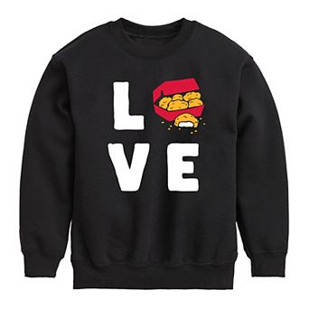 Boys 8-20 "Love" Chicken Nuggets Crew Fleece Sweatshirt