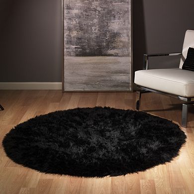 Walk on Me Faux Fur Super Soft 5 ft. Round Area Rug Made in France