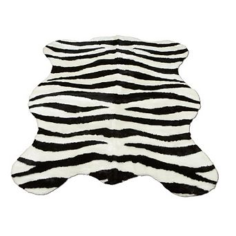 Walk on Me Faux Fur Super Soft Bold Stripe Zebra Skin Area Rug Made in France