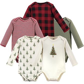 Touched by Nature Organic Cotton Long-Sleeve Bodysuits 5 pk Tree Plaid