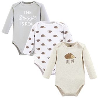 Hudson Baby Unisex Baby Cotton Long-Sleeve Bodysuits, Hedgehog