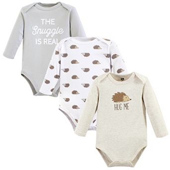 Hudson Baby Unisex Baby Cotton Long-Sleeve Bodysuits, Hedgehog