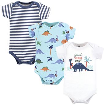 Hudson Baby Unisex Baby Cotton Bodysuits, Beach Dino