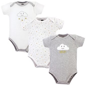 Hudson Baby Cotton Bodysuits 3 pk Gray Clouds