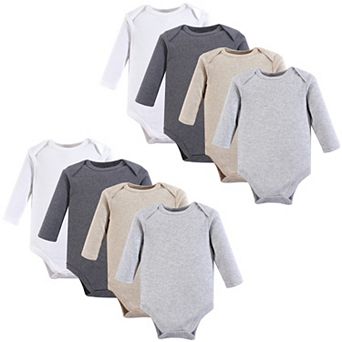 Hudson Baby Cotton Long-Sleeve Bodysuits 8 pk Heather Gray
