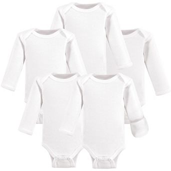 Hudson Baby Cotton Preemie Long-Sleeve Bodysuits 5 pk White
