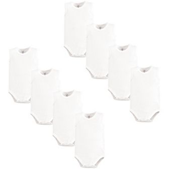Touched by Nature Organic Cotton Sleeveless Bodysuits 8 pk White