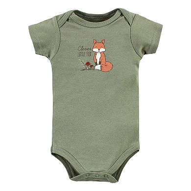 Hudson Baby Cotton Bodysuits, Forest Fox, 0-3 Months