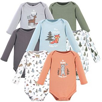 Hudson Baby Cotton Long-Sleeve Bodysuits 7 pk Woodland Friends