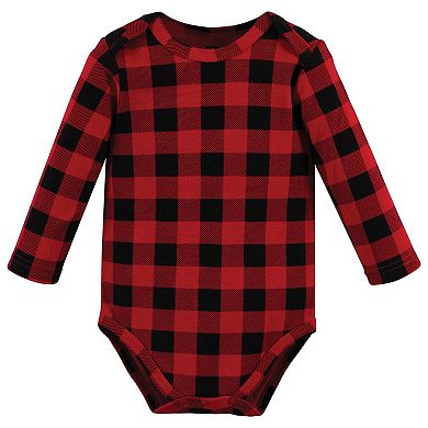 Hudson Baby Unisex Baby Cotton Long-Sleeve Bodysuits, Christmoose, 0-3 Months
